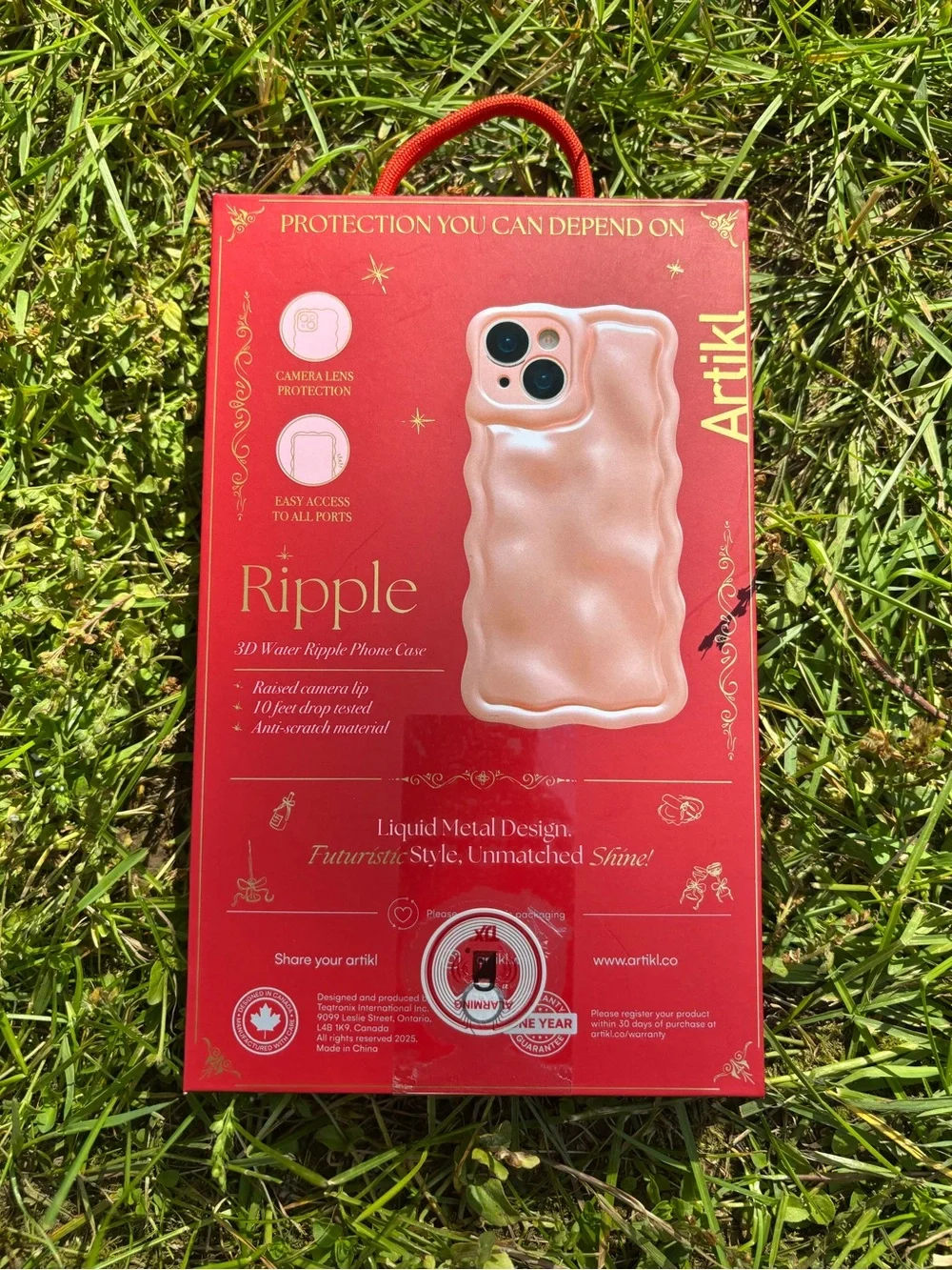 Artikl 3D Ripple Wave Phone Case for iPhone 15 - Pearl Pink